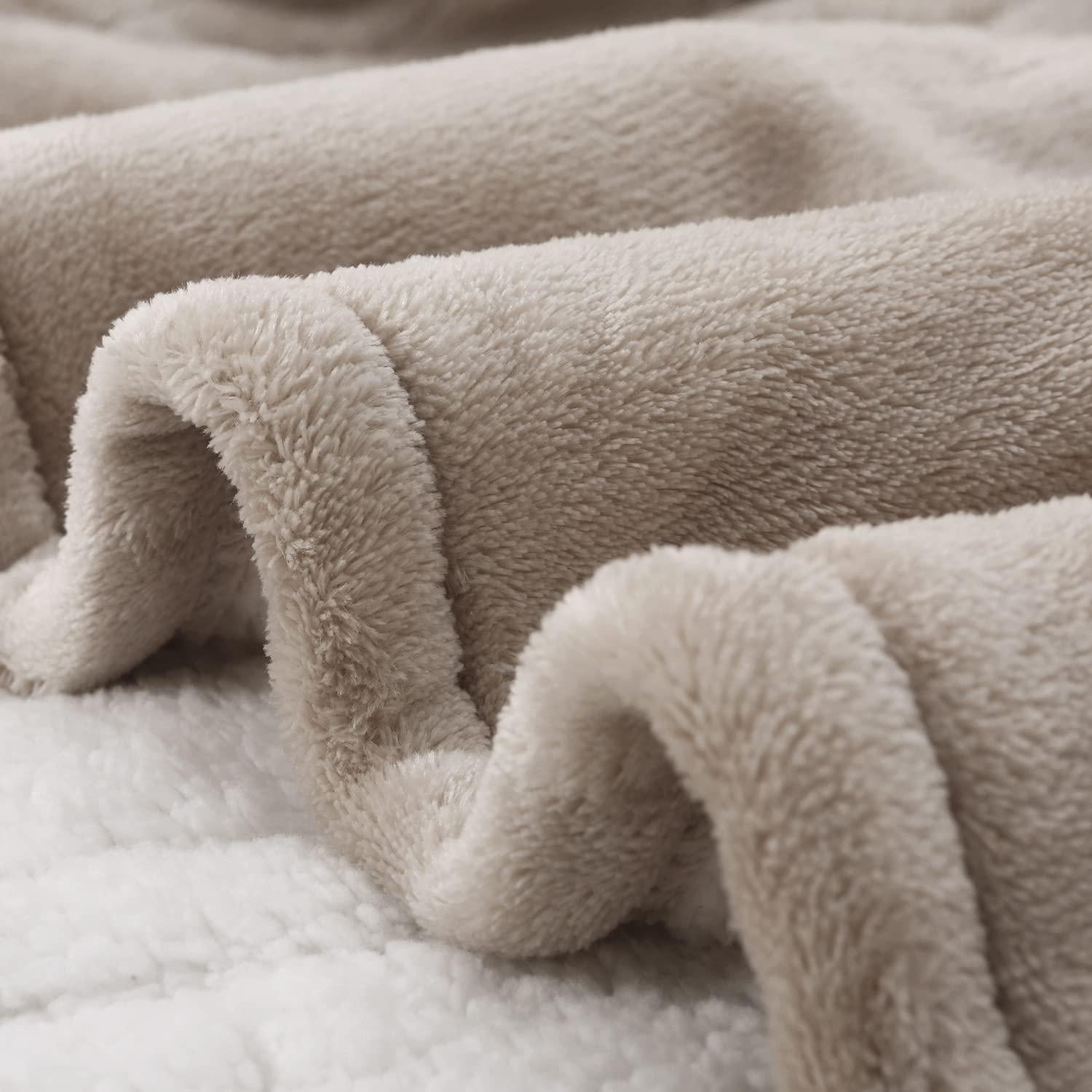Heated Blanket Flannel Washable Electric Throw Blanket with 4 Heat Settings/Safety 10 Hours Auto-Off Dual Controllers (Linen, 84''×90'')