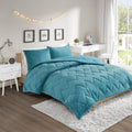 Home Essence Apartment Jasper Solid Chevron Quilted Reversible Microfiber to Cozy Plush Comforter Mini Set, King, Teal