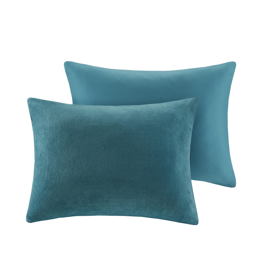 Home Essence Apartment Jasper Solid Chevron Quilted Reversible Microfiber to Cozy Plush Comforter Mini Set, King, Teal