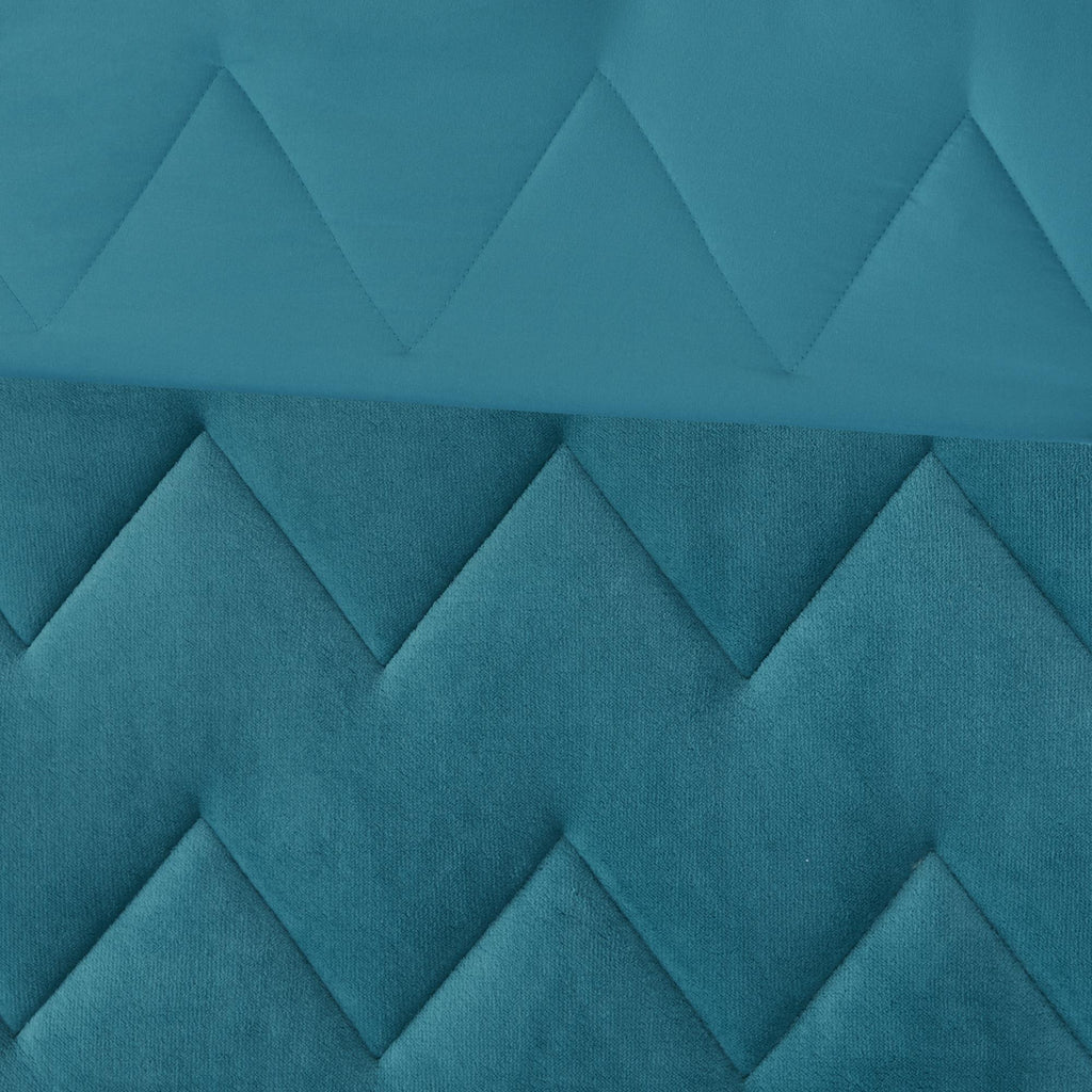 Home Essence Apartment Jasper Solid Chevron Quilted Reversible Microfiber to Cozy Plush Comforter Mini Set, King, Teal