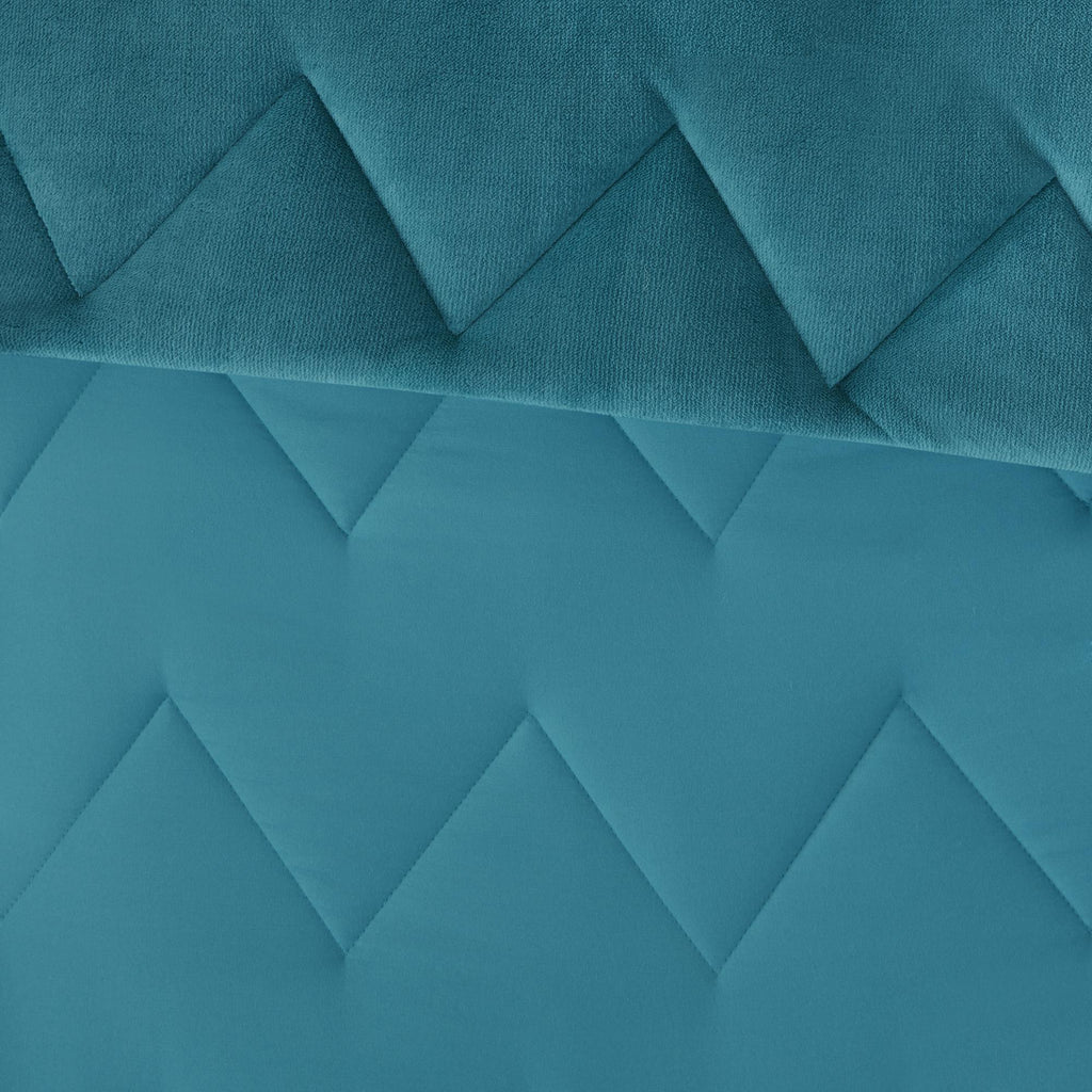 Home Essence Apartment Jasper Solid Chevron Quilted Reversible Microfiber to Cozy Plush Comforter Mini Set, King, Teal