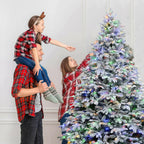 9ft Artificial Christmas Tree Snow Flocked Christmas Tree W/ Colorful Lights,USA