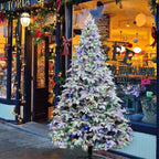 9ft Artificial Christmas Tree Snow Flocked Christmas Tree W/ Colorful Lights,USA
