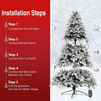 9ft Artificial Christmas Tree Snow Flocked Christmas Tree W/ Colorful Lights,USA