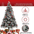 9ft Artificial Christmas Tree Snow Flocked Christmas Tree W/ Colorful Lights,USA