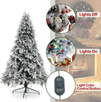 9ft Artificial Christmas Tree Snow Flocked Christmas Tree W/ Colorful Lights,USA