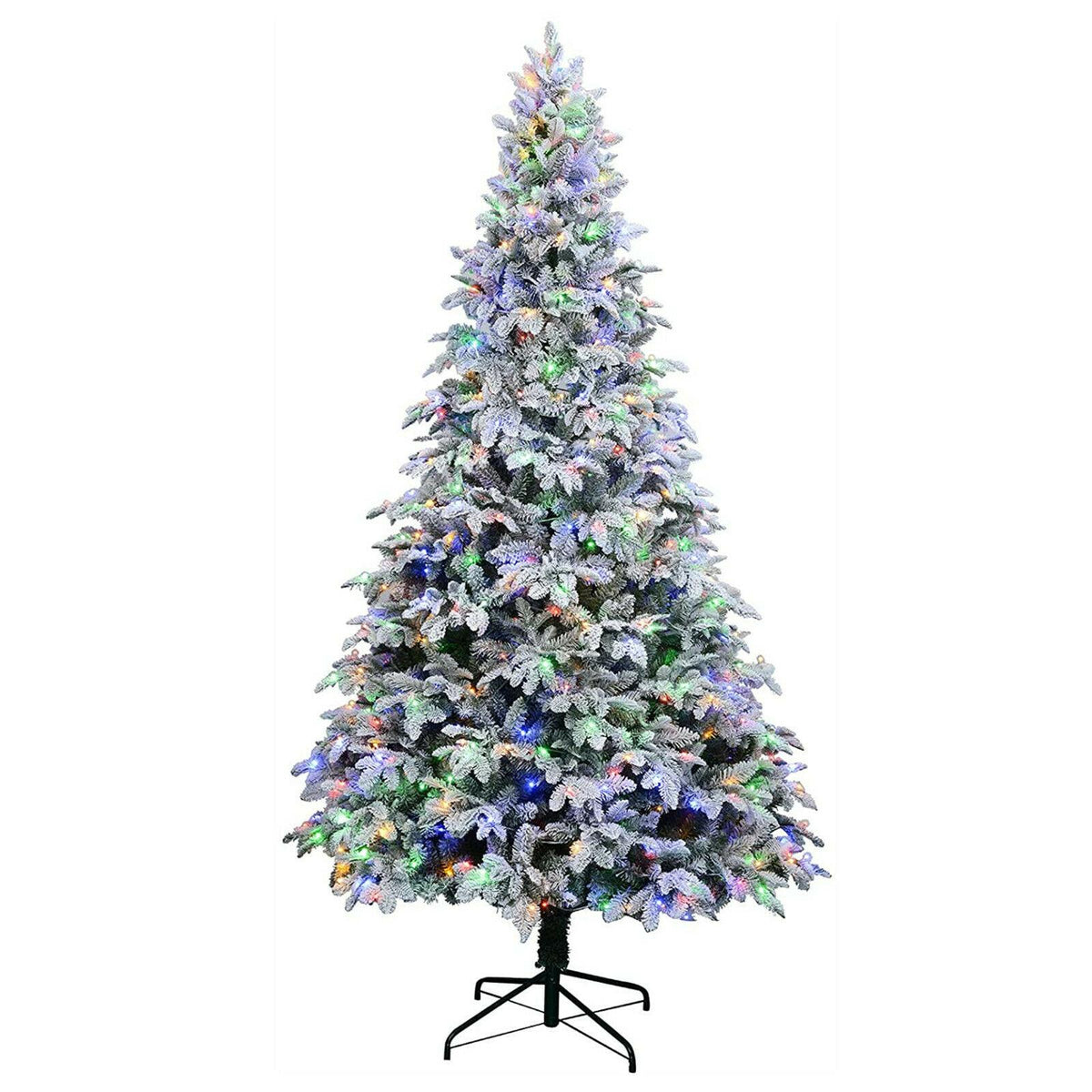 9ft Artificial Christmas Tree Snow Flocked Christmas Tree W/ Colorful Lights,USA
