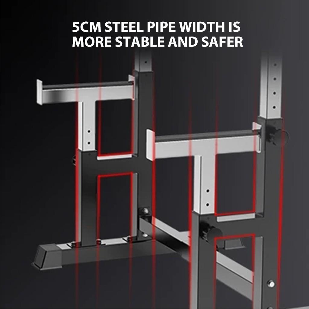 Barbell Rack 550LBS Max Load Adjustable Squat Stand Dipping Station