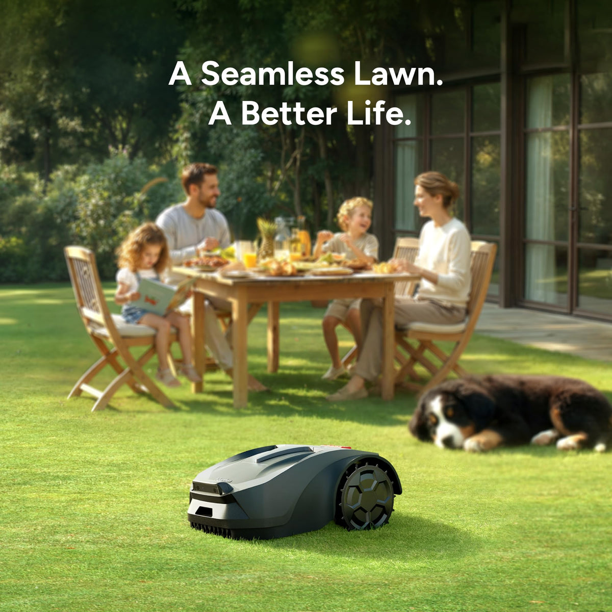 R55 Robot Lawn Mower Wire Free, Robotic Mower for Up to 0.4 Acre | NetRTK &amp; Stereo Vision, 3 Mowing Modes, AI Obstacle Avoidance, 5.5H Runtime, 25°(46%) Slope, 30-zone app Control