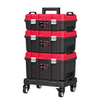 3 Tier Stackable Rolling Tool Box with Wheels,Modular Tool Organizer Box StoraSystem,Portable Lockable Tool boxes,17" LarTool box for Home Repairs,Professional Work