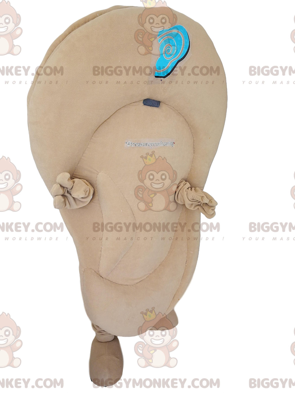 Beige Ear BIGGYMONKEYMascot Costume. Beige ear suit