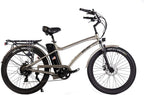 SOHOO 48V500W12Ah 26 Inches Adult Step-Over Beach Cruiser Electric Bicycle City E-Bike Mountain Bike(Silver)