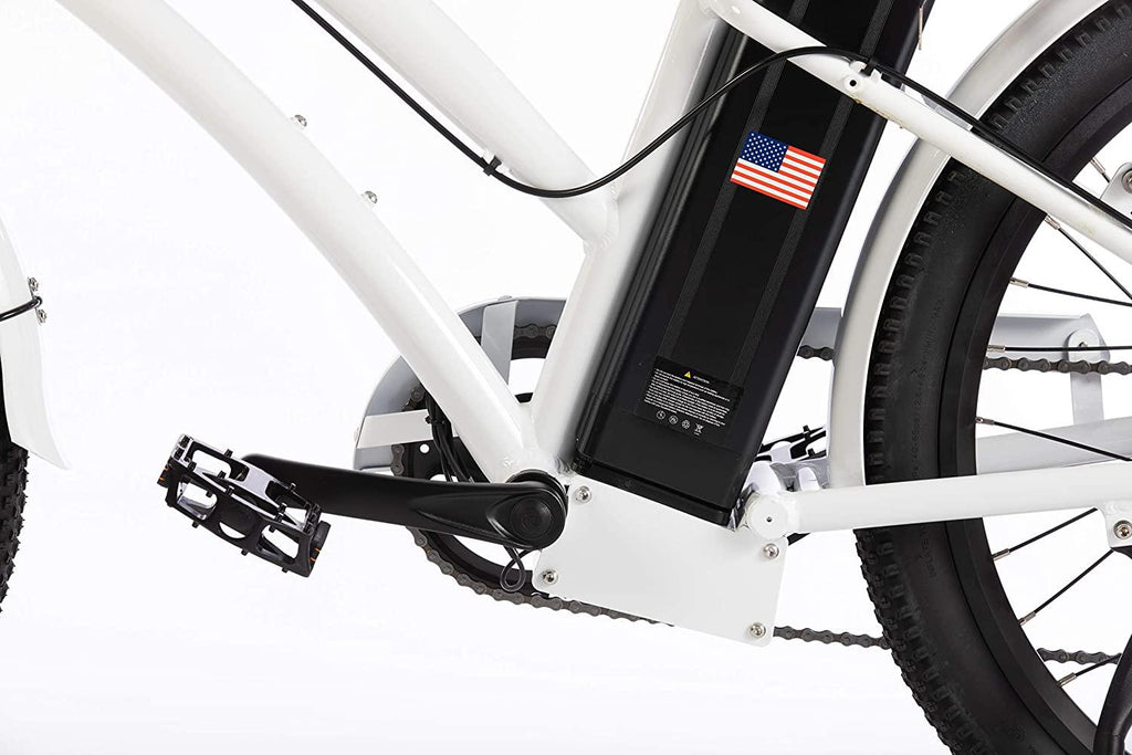 SOHOO 48V500W12Ah 26 Inches Adult Step-Over Beach Cruiser Electric Bicycle City E-Bike Mountain Bike(Silver)