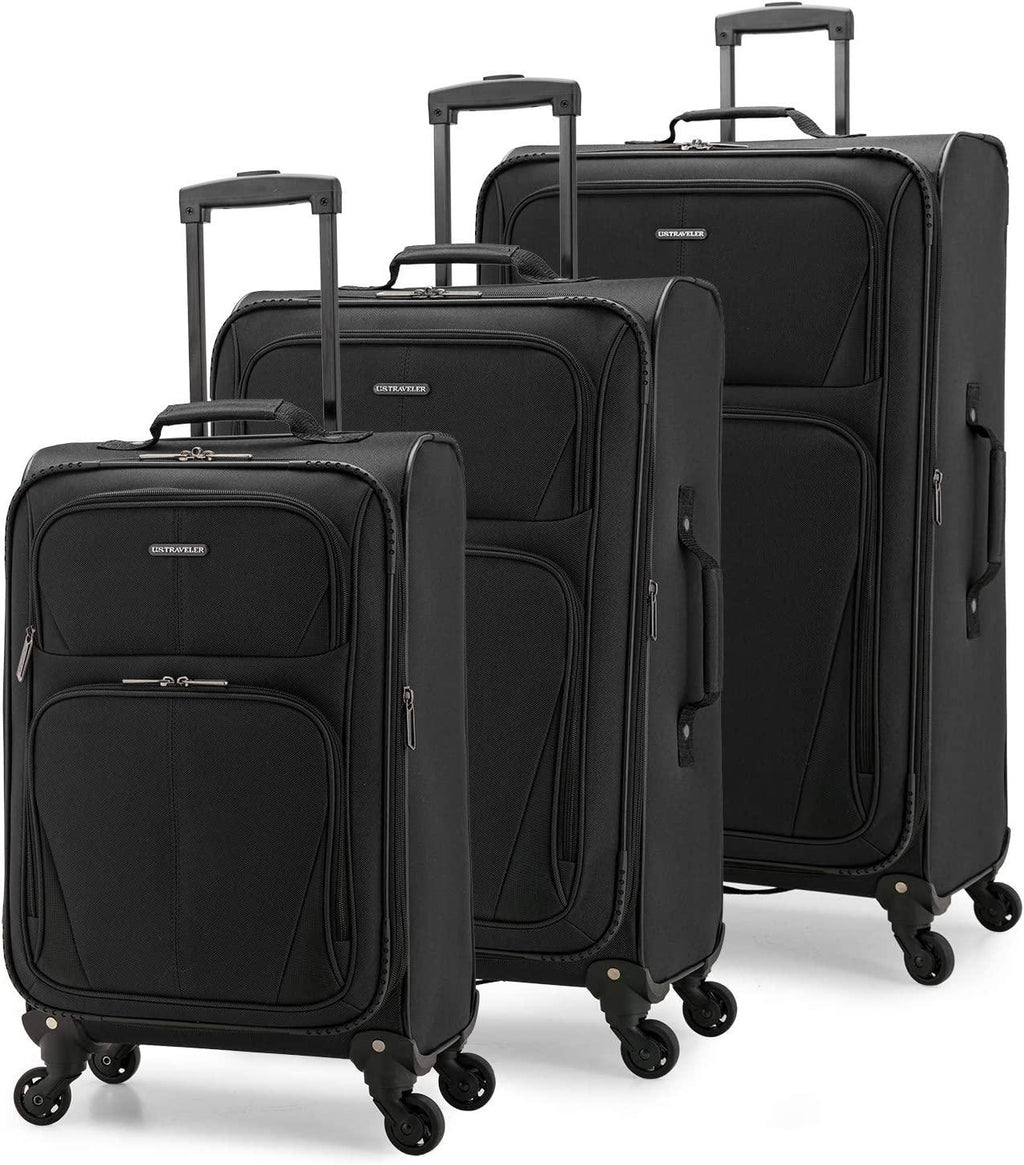 Aviron Bay Expandable Softside Luggage with Spinner Wheels, Black, 3-Piece Set (23/27/31)