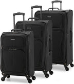 Aviron Bay Expandable Softside Luggage with Spinner Wheels, Black, 3-Piece Set (23/27/31)