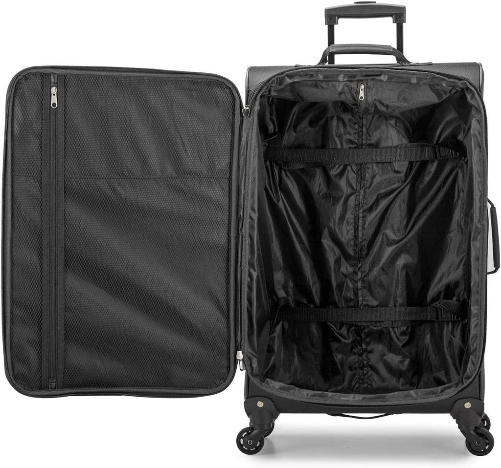Aviron Bay Expandable Softside Luggage with Spinner Wheels, Black, 3-Piece Set (23/27/31)
