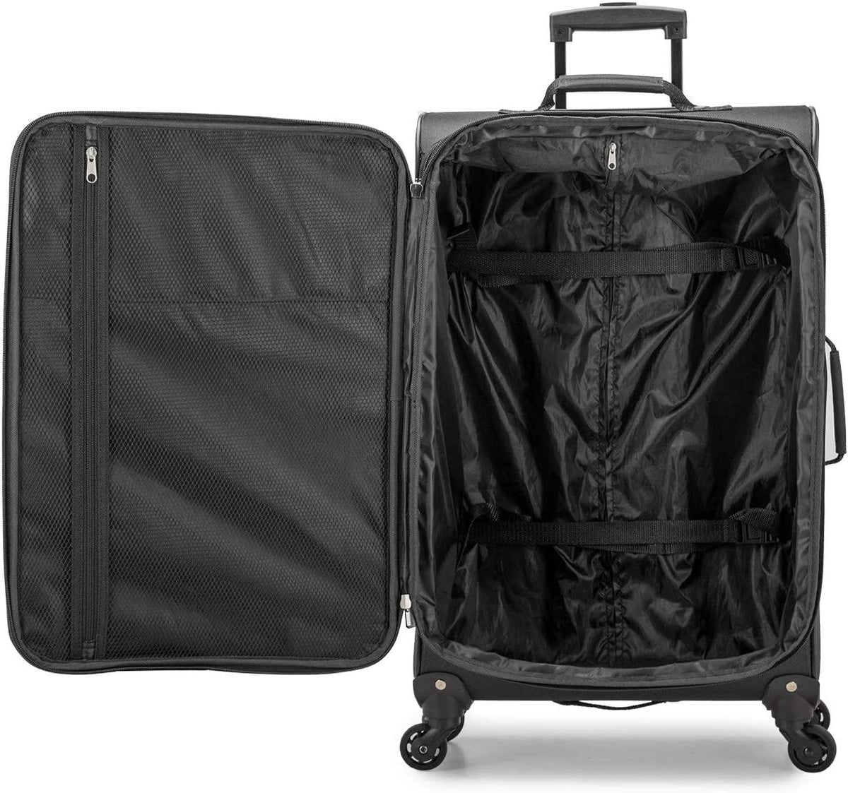 Aviron Bay Expandable Softside Luggage with Spinner Wheels, Black, 3-Piece Set (23/27/31)
