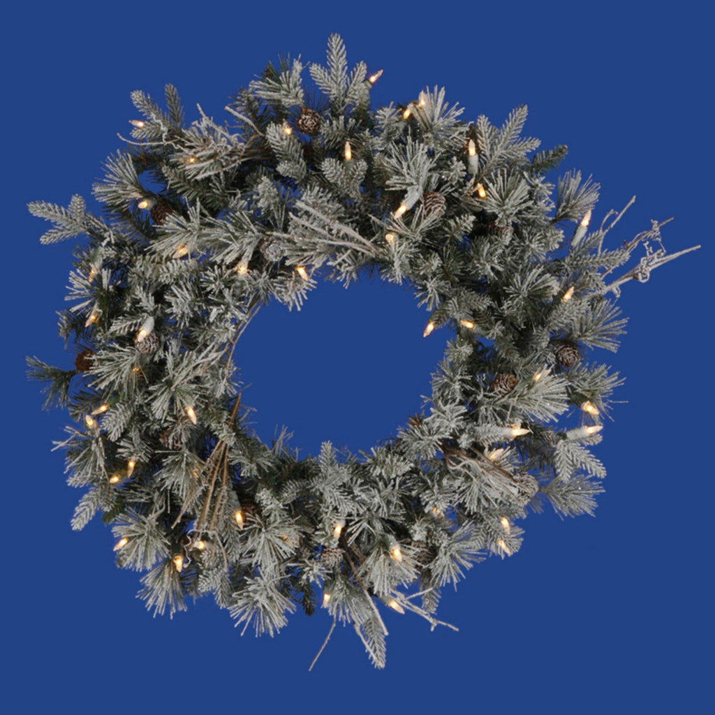 Vickerman Pre-lit Frosted Wistler Fir Artificial Christmas Wreath