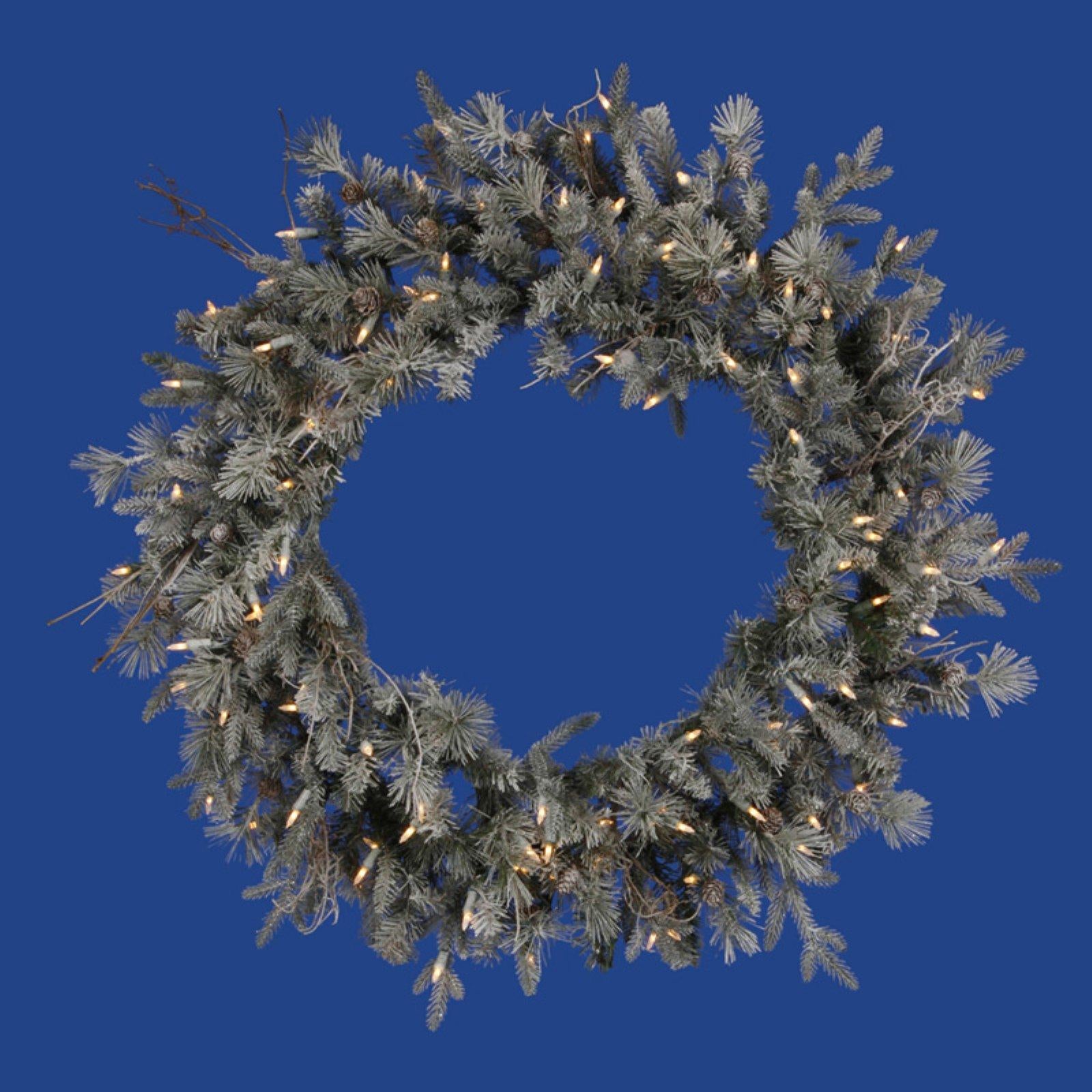 Vickerman Pre-lit Frosted Wistler Fir Artificial Christmas Wreath