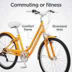Schwinn Suburban Womens Classic Comfort Bike, 26-Inch Wheels, 7-Speed Drivetrain, 16-Inch Steel Frame, Alloy Linear Hand Brakes, Orange