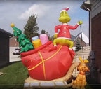 Gemmy Christmas Inflatable 12' Grinch on Sleigh w/Dog Max Dr Suess Airblown