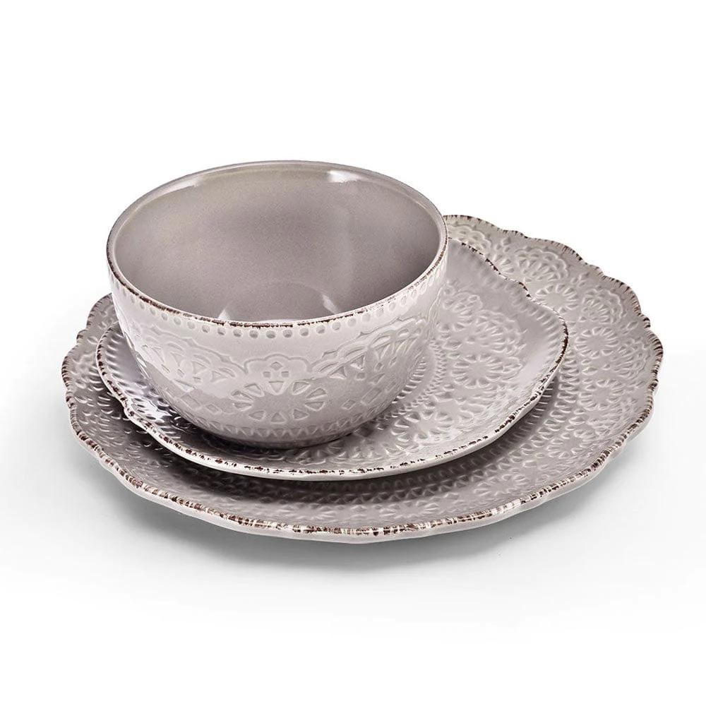 Chateau Smoke 12 Piece Dinnerware Set, Service for 4