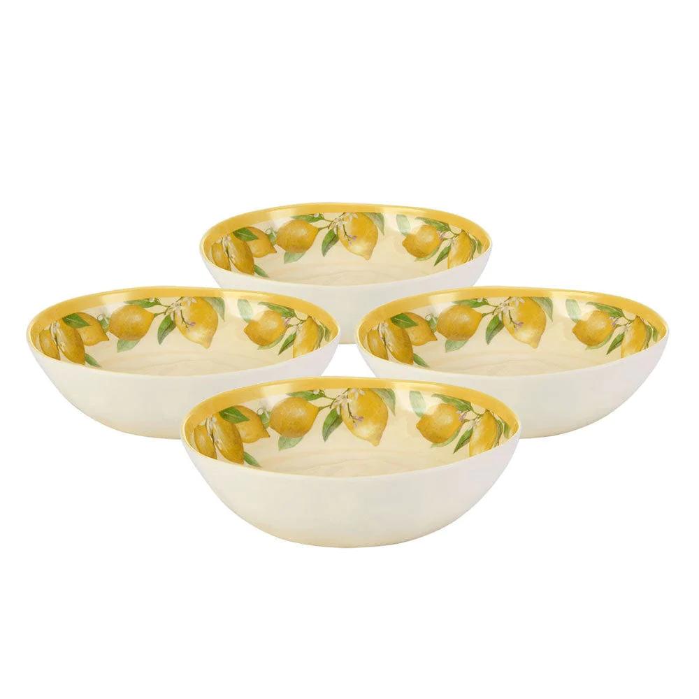 Lemons Set of 4 Outdoor Melamine Soup Cereal Bowls