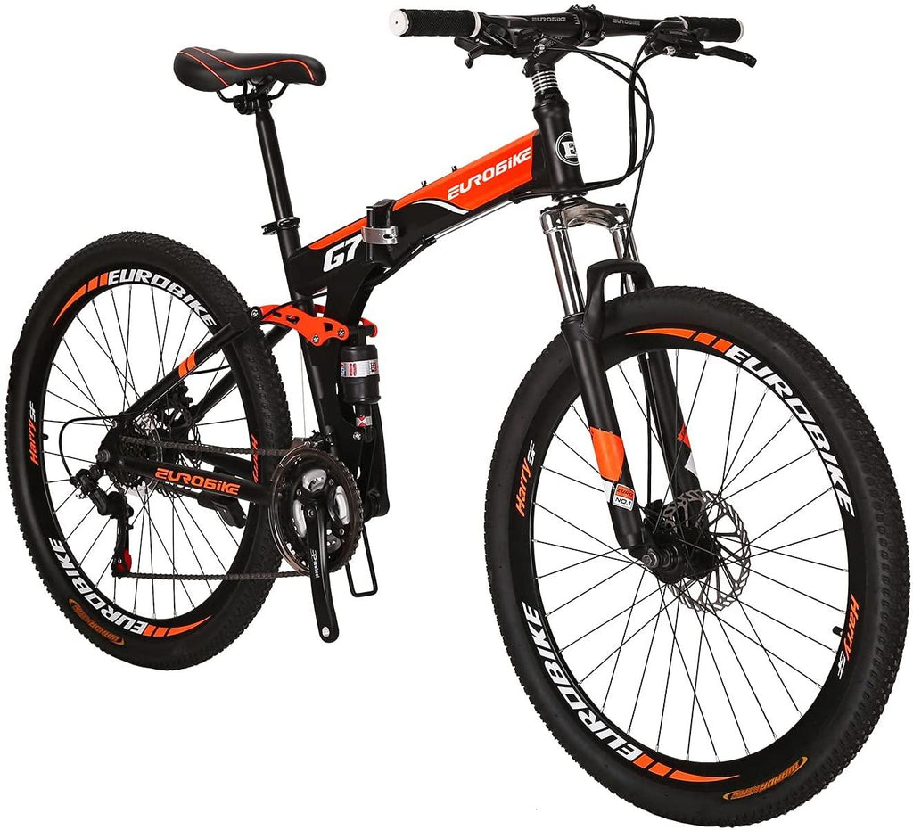 YH-G7 Folding Mountain Bike 27.5 Inches Wheels 21 Speed Full Suspension Dual Disc Brakes Foldable Frame Bicycle for Men