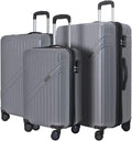 EXCELSIOR practical PC+ABS suitcase Spinner Wheels scratch-resistant Lightweight Spinner Expandable Suitcase, Universal wheel, (Giant series-03) (Gray, 3-Piece Set(20"/24"/28"))