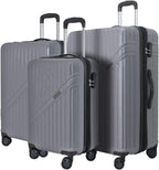 EXCELSIOR practical PC+ABS suitcase Spinner Wheels scratch-resistant Lightweight Spinner Expandable Suitcase, Universal wheel, (Giant series-03) (Gray, 3-Piece Set(20"/24"/28"))
