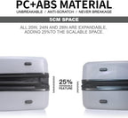 EXCELSIOR practical PC+ABS suitcase Spinner Wheels scratch-resistant Lightweight Spinner Expandable Suitcase, Universal wheel, (Giant series-03) (Gray, 3-Piece Set(20"/24"/28"))