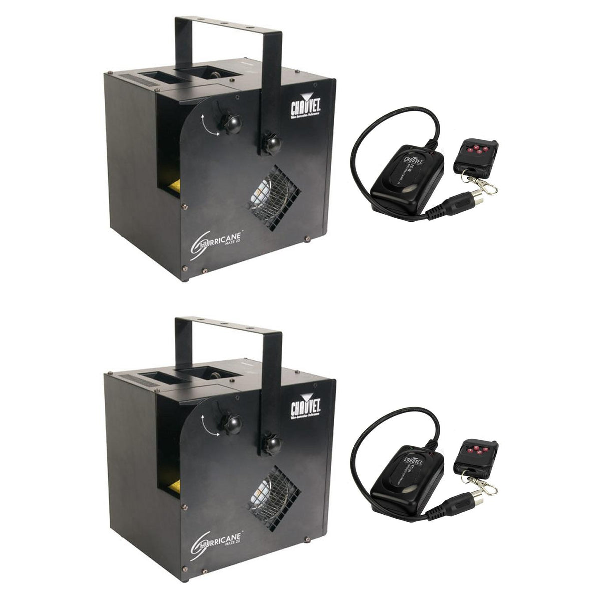 Chauvet Hurricane Haze 2D Smoke/Fog Machine (2 Pack) &amp; Wireless Remote (2 Pack)