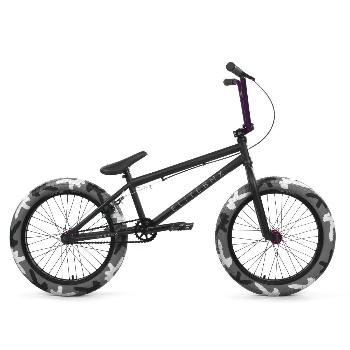 Elite BMX Destro 20" Bike - Black / Camo / Purple
