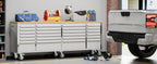 96 inch Tool Chest, Tool Box Mobile 24 Drawers StoraRolling Cabinet with Wheels Lock Key LocSystem Drawer Liners for GaraWarehouse Repair Shop