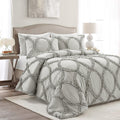 Lush Decor Riviera Ruffle Comforter, Queen, Light Gray, 3-Pc Set