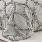 Lush Decor Riviera Ruffle Comforter, Queen, Light Gray, 3-Pc Set