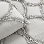 Lush Decor Riviera Ruffle Comforter, Queen, Light Gray, 3-Pc Set