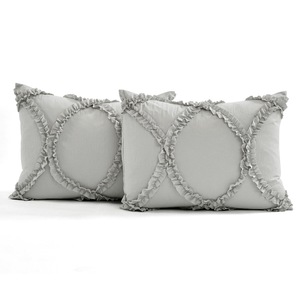 Lush Decor Riviera Ruffle Comforter, Queen, Light Gray, 3-Pc Set