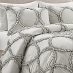 Lush Decor Riviera Ruffle Comforter, Queen, Light Gray, 3-Pc Set