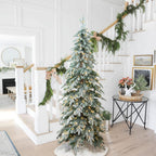 7.5 ft. Pre-Lit Flocked Pencil Spruce Artificial Christmas Tree with 350 Warm White Lights
