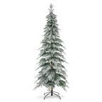 7.5 ft. Pre-Lit Flocked Pencil Spruce Artificial Christmas Tree with 350 Warm White Lights