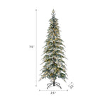 7.5 ft. Pre-Lit Flocked Pencil Spruce Artificial Christmas Tree with 350 Warm White Lights