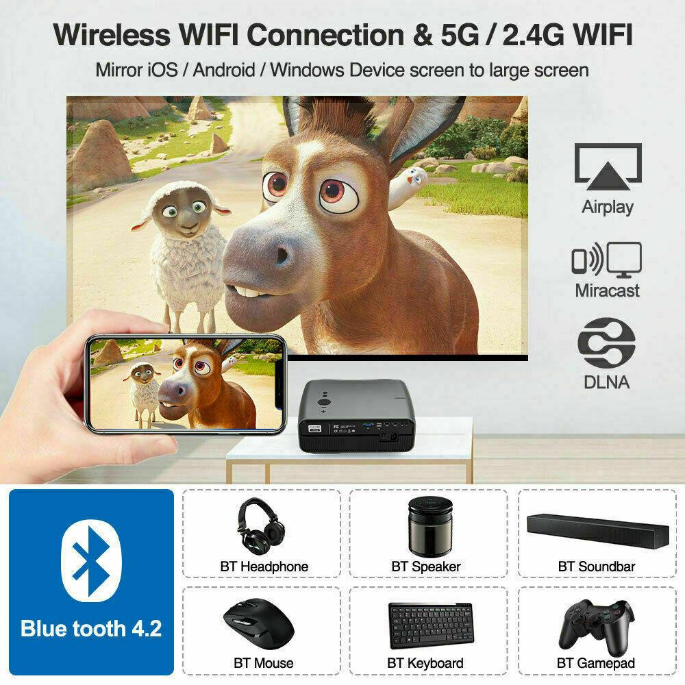 8500lms 5g wifi projector 4k native 1080p home theater movie meeting tv airplay
