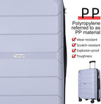 PP Hardshell Luggage Set of 3, Hardcase Expandble Suitcase Set 3piece with TSA Lock Spinner Carry on 20in/24in/28in For Unisex(Silver)
