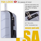 PP Hardshell Luggage Set of 3, Hardcase Expandble Suitcase Set 3piece with TSA Lock Spinner Carry on 20in/24in/28in For Unisex(Silver)