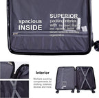PP Hardshell Luggage Set of 3, Hardcase Expandble Suitcase Set 3piece with TSA Lock Spinner Carry on 20in/24in/28in For Unisex(Silver)