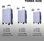 PP Hardshell Luggage Set of 3, Hardcase Expandble Suitcase Set 3piece with TSA Lock Spinner Carry on 20in/24in/28in For Unisex(Silver)