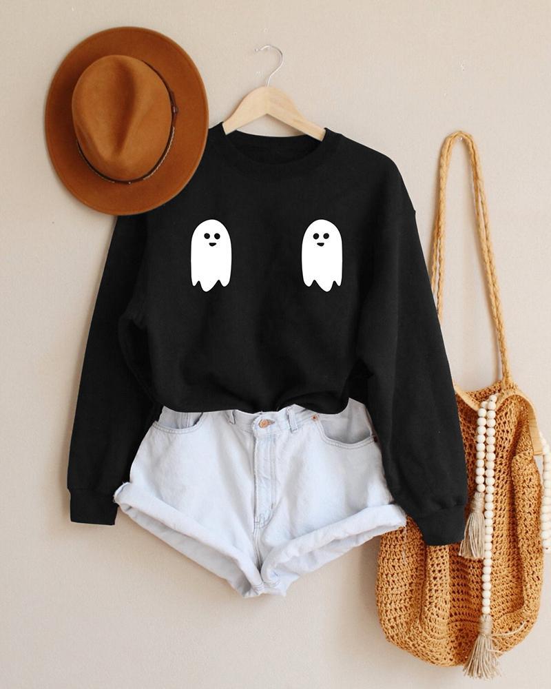 halloween long sleeve graphic print sweatshirt