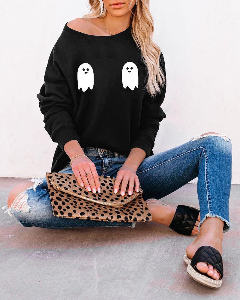 halloween long sleeve graphic print sweatshirt