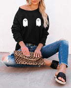 halloween long sleeve graphic print sweatshirt
